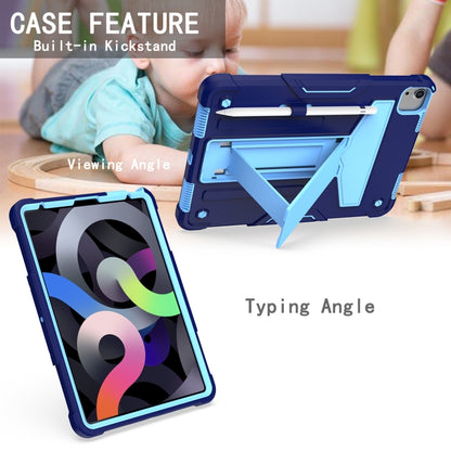For iPad Air 2022 / 2020 10.9 / iPad Pro 11 T-shaped Bracket Contrast Color Shockproof PC + Silicone Protective Case(Navy+Blue) - iPad Air (2022) / (2020) 10.9 Cases by buy2fix | Online Shopping UK | buy2fix