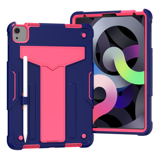 For iPad Air 2022 / 2020 10.9 / iPad Pro 11 T-shaped Bracket Contrast Color Shockproof PC + Silicone Protective Case(Navy+Rose Red) - iPad Air (2022) / (2020) 10.9 Cases by buy2fix | Online Shopping UK | buy2fix