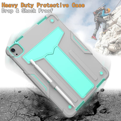 For iPad Air 2022 / 2020 10.9 / iPad Pro 11 T-shaped Bracket Contrast Color Shockproof PC + Silicone Protective Case(Grey+Mint Green) - iPad Air (2022) / (2020) 10.9 Cases by buy2fix | Online Shopping UK | buy2fix