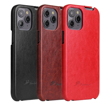 For iPhone 12 Pro Max Fierre Shann Retro Oil Wax Texture Vertical Flip PU Leather Case(Red) - iPhone 12 Pro Max Cases by FIERRE SHANN | Online Shopping UK | buy2fix