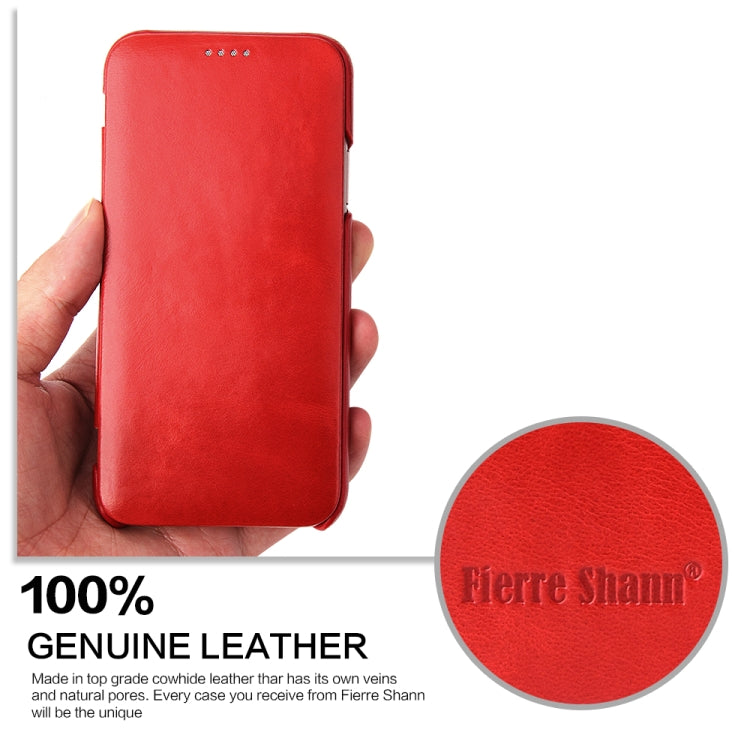 For iPhone X / XS Fierre Shann Business Magnetic Horizontal Flip Genuine Leather Case(Red) - More iPhone Cases by FIERRE SHANN | Online Shopping UK | buy2fix
