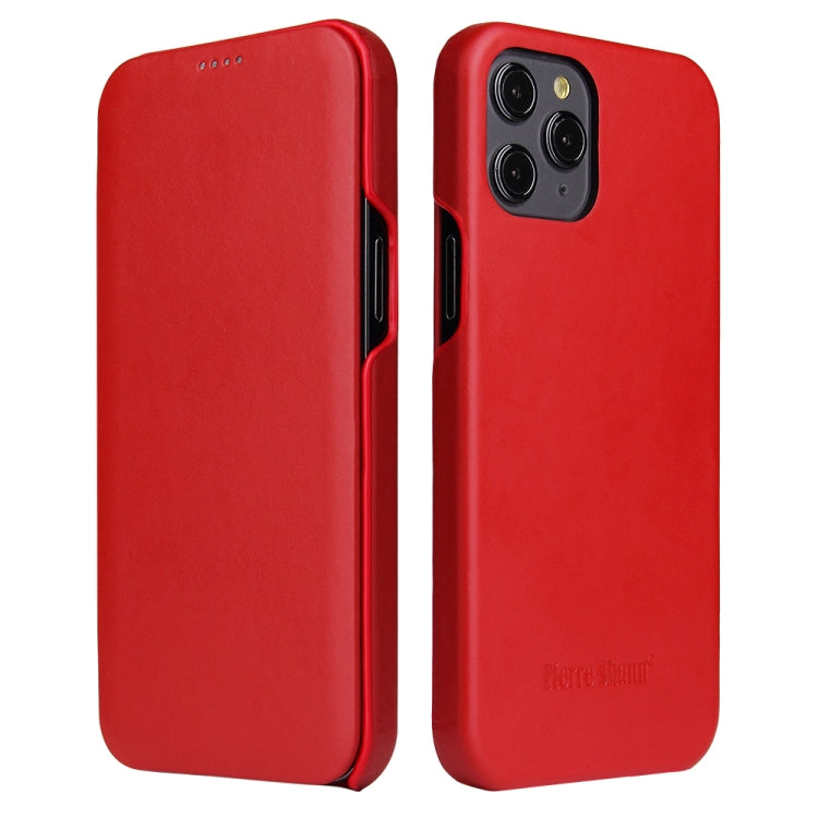 For iPhone 12 / 12 Pro Fierre Shann Business Magnetic Horizontal Flip Genuine Leather Case(Red) - iPhone 12 / 12 Pro Cases by FIERRE SHANN | Online Shopping UK | buy2fix