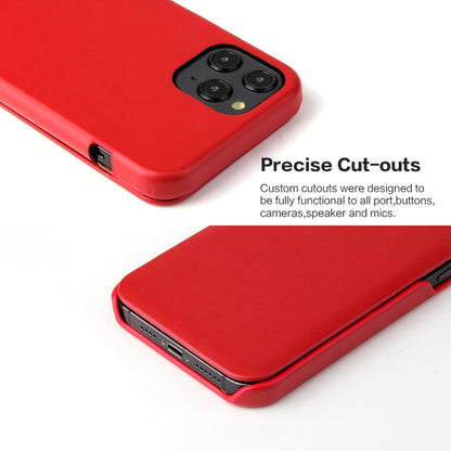 For iPhone 12 / 12 Pro Fierre Shann Business Magnetic Horizontal Flip Genuine Leather Case(Red) - iPhone 12 / 12 Pro Cases by FIERRE SHANN | Online Shopping UK | buy2fix