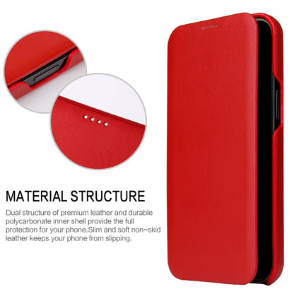For iPhone 12 / 12 Pro Fierre Shann Business Magnetic Horizontal Flip Genuine Leather Case(Red) - iPhone 12 / 12 Pro Cases by FIERRE SHANN | Online Shopping UK | buy2fix