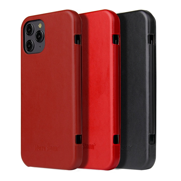 For iPhone 12 / 12 Pro Fierre Shann Business Magnetic Horizontal Flip Genuine Leather Case(Red) - iPhone 12 / 12 Pro Cases by FIERRE SHANN | Online Shopping UK | buy2fix