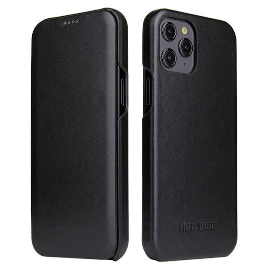 For iPhone 12 Pro Max Fierre Shann Business Magnetic Horizontal Flip Genuine Leather Case(Black) - iPhone 12 Pro Max Cases by FIERRE SHANN | Online Shopping UK | buy2fix
