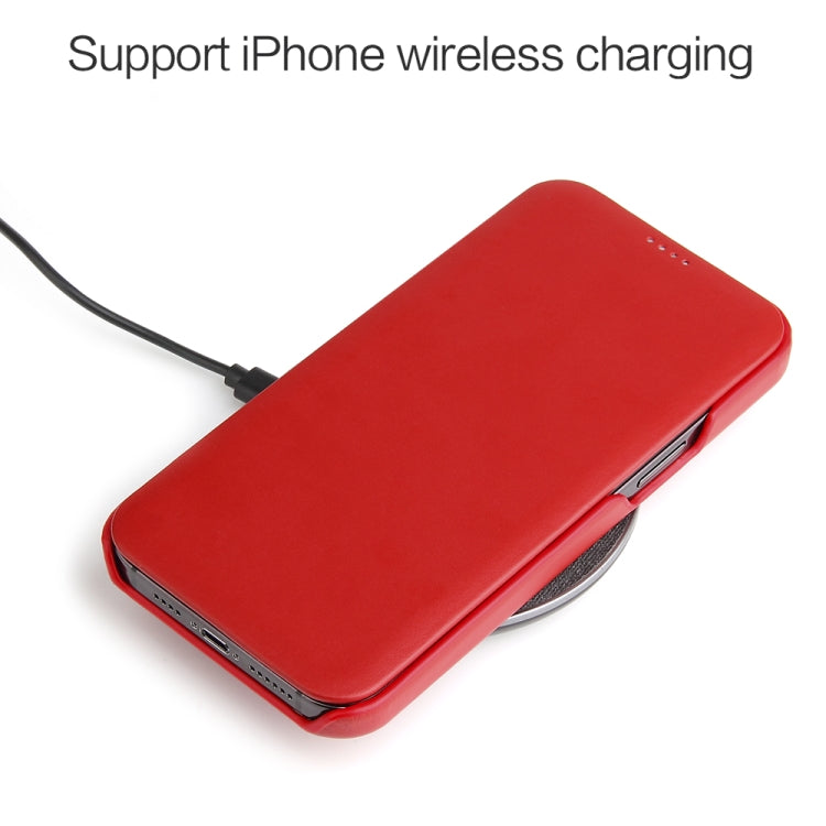 For iPhone 12 Pro Max Fierre Shann Business Magnetic Horizontal Flip Genuine Leather Case(Red) - iPhone 12 Pro Max Cases by FIERRE SHANN | Online Shopping UK | buy2fix