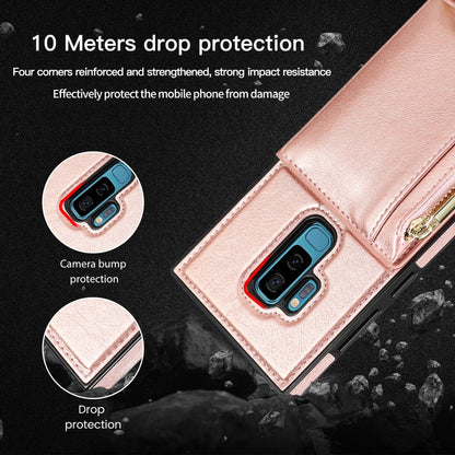 For Samsung Galaxy S9 Plus Square Zipper Wallet Bag TPU+PU Back Cover Case with Holder & Card Slots & Wallet & Cross-body Strap(Black) - Galaxy Phone Cases by CMai2 | Online Shopping UK | buy2fix
