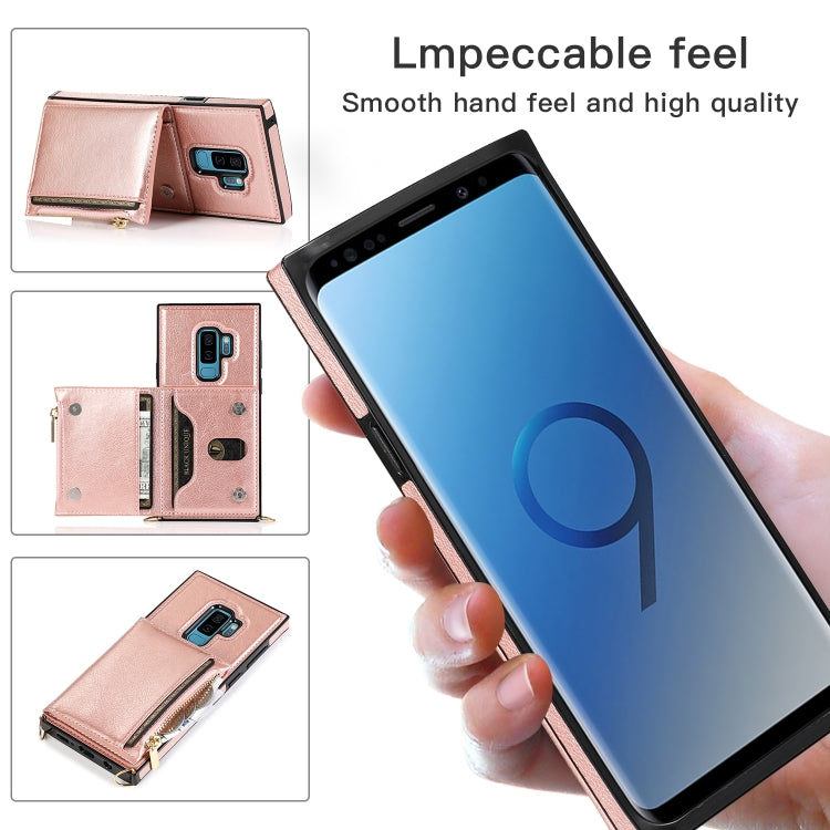 For Samsung Galaxy S9 Plus Square Zipper Wallet Bag TPU+PU Back Cover Case with Holder & Card Slots & Wallet & Cross-body Strap(Black) - Galaxy Phone Cases by CMai2 | Online Shopping UK | buy2fix