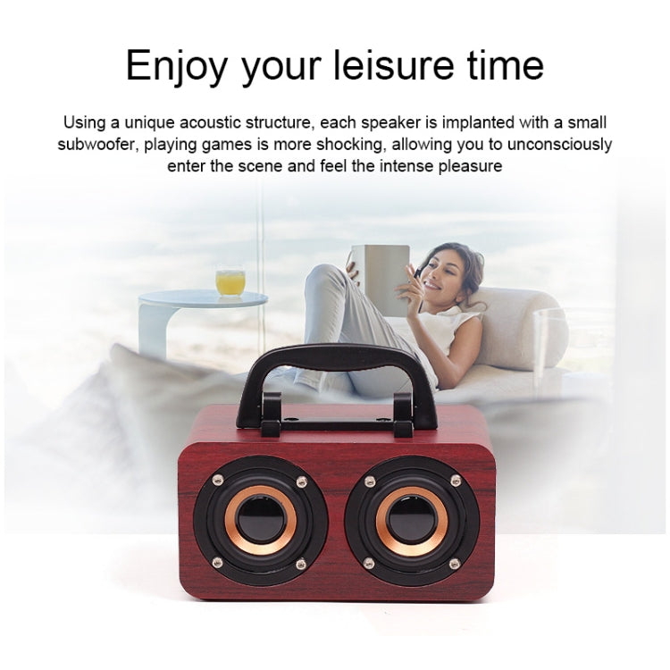 FT-4002 Wooden Wireless Bluetooth Portable Retro Subwoofer Speakers, Support TF card & USB MP3 Playback(Red Wood Grain) - Desktop Speaker by buy2fix | Online Shopping UK | buy2fix