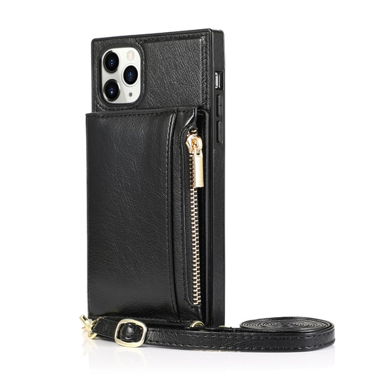For iPhone 11 Pro Max Square Zipper Wallet Bag TPU+PU Back Cover Case with Holder & Card Slots & Wallet & Cross-body Strap (Black) - iPhone 11 Pro Max Cases by buy2fix | Online Shopping UK | buy2fix