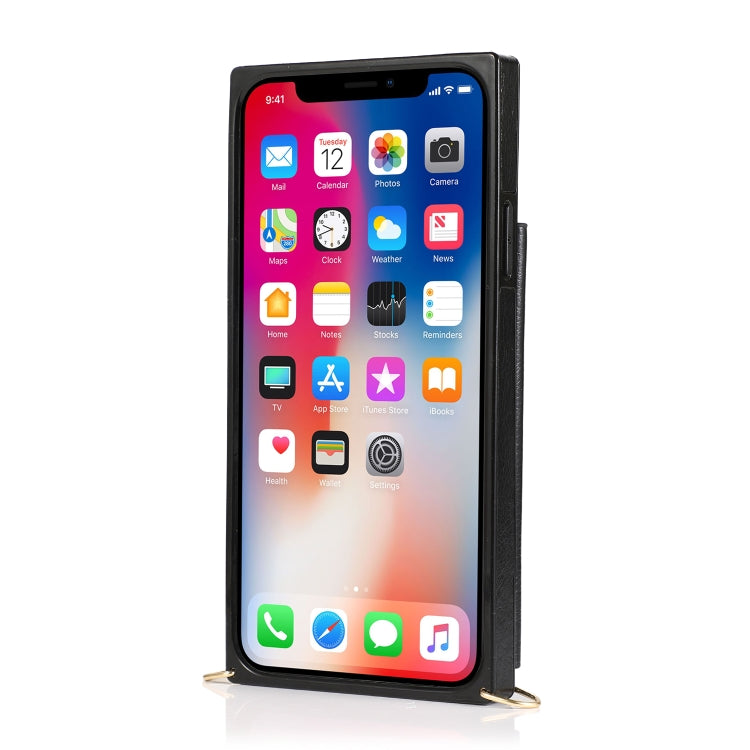 For iPhone 11 Pro Max Square Zipper Wallet Bag TPU+PU Back Cover Case with Holder & Card Slots & Wallet & Cross-body Strap (Black) - iPhone 11 Pro Max Cases by buy2fix | Online Shopping UK | buy2fix