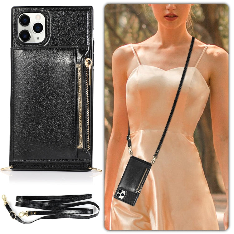 For iPhone 11 Pro Max Square Zipper Wallet Bag TPU+PU Back Cover Case with Holder & Card Slots & Wallet & Cross-body Strap (Red) - iPhone 11 Pro Max Cases by buy2fix | Online Shopping UK | buy2fix