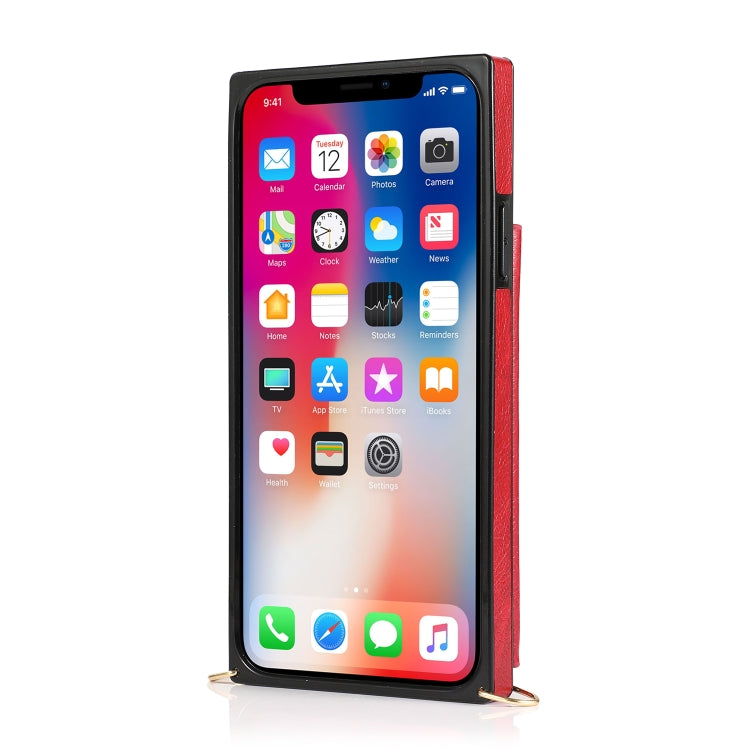 For iPhone 11 Pro Max Square Zipper Wallet Bag TPU+PU Back Cover Case with Holder & Card Slots & Wallet & Cross-body Strap (Red) - iPhone 11 Pro Max Cases by buy2fix | Online Shopping UK | buy2fix