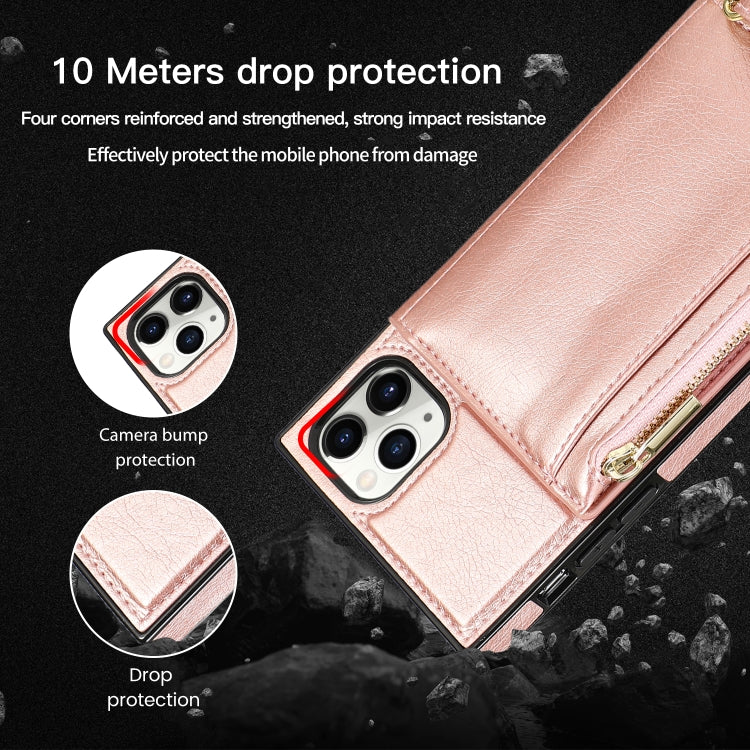 For iPhone 11 Pro Max Square Zipper Wallet Bag TPU+PU Back Cover Case with Holder & Card Slots & Wallet & Cross-body Strap (Red) - iPhone 11 Pro Max Cases by buy2fix | Online Shopping UK | buy2fix