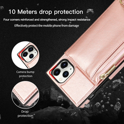 For iPhone 11 Pro Max Square Zipper Wallet Bag TPU+PU Back Cover Case with Holder & Card Slots & Wallet & Cross-body Strap (Red) - iPhone 11 Pro Max Cases by buy2fix | Online Shopping UK | buy2fix