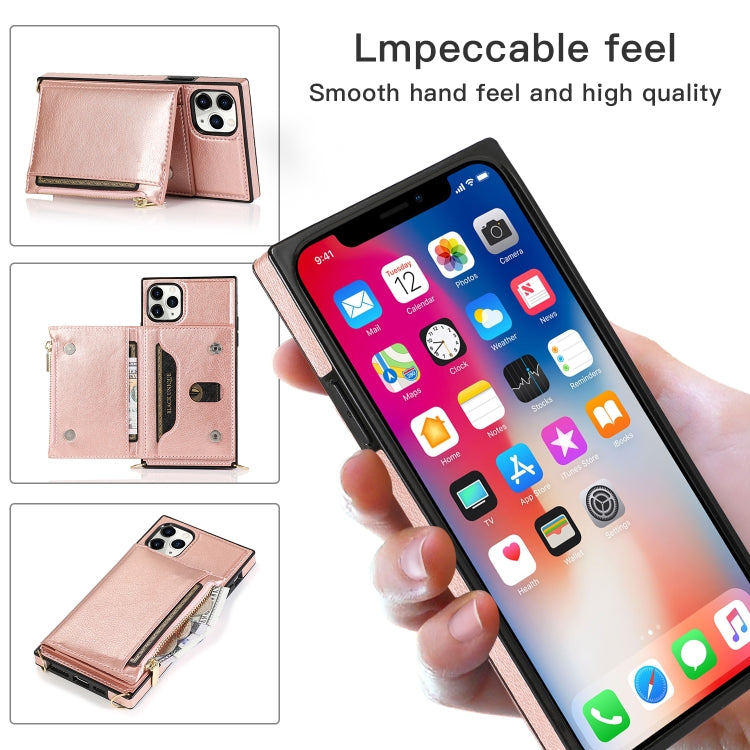 For iPhone 11 Pro Max Square Zipper Wallet Bag TPU+PU Back Cover Case with Holder & Card Slots & Wallet & Cross-body Strap (Red) - iPhone 11 Pro Max Cases by buy2fix | Online Shopping UK | buy2fix