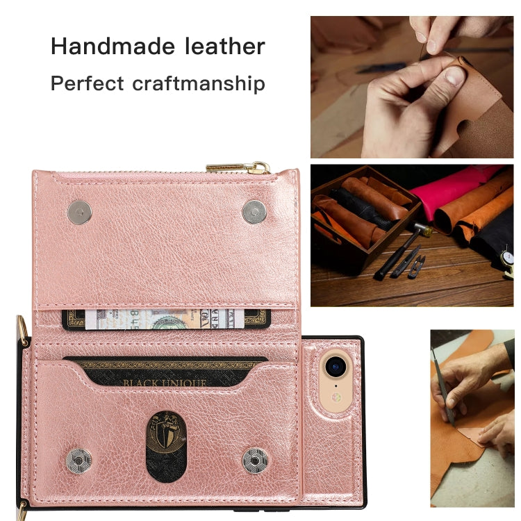 For iPhone SE 2022 / SE 2020 / 8 / 7 Square Zipper Wallet Bag TPU+PU Back Cover Case with Holder & Card Slots & Wallet & Cross-body Strap(Red) - iPhone SE 2022 / 2020 / 8 / 7 Cases by buy2fix | Online Shopping UK | buy2fix