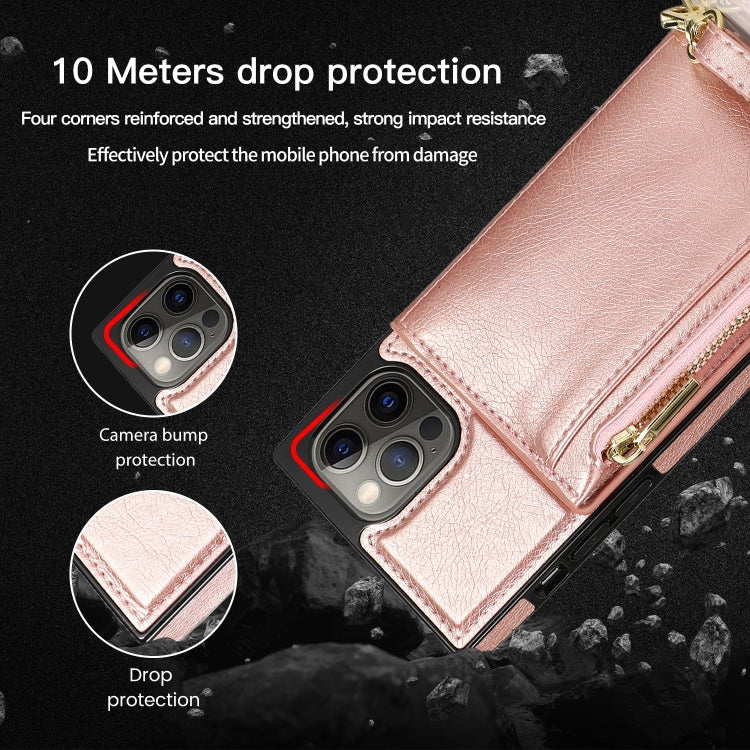 For iPhone 12 Pro Max Square Zipper Wallet Bag TPU+PU Back Cover Case with Holder & Card Slots & Wallet & Cross-body Strap(Red) - iPhone 12 Pro Max Cases by buy2fix | Online Shopping UK | buy2fix
