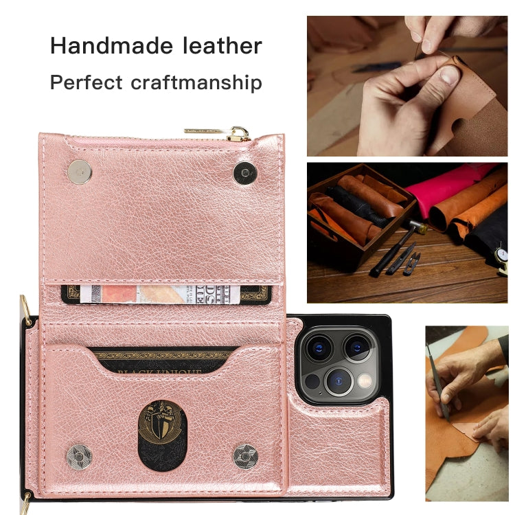For iPhone 12 Pro Max Square Zipper Wallet Bag TPU+PU Back Cover Case with Holder & Card Slots & Wallet & Cross-body Strap(Red) - iPhone 12 Pro Max Cases by buy2fix | Online Shopping UK | buy2fix