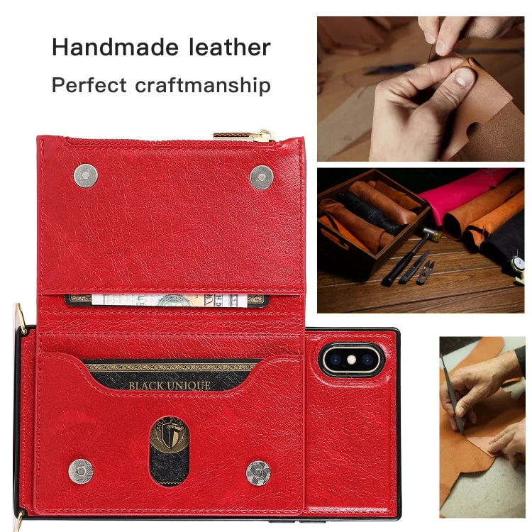 For iPhone XS Max Square Zipper Wallet Bag TPU+PU Back Cover Case with Holder & Card Slots & Wallet & Cross-body Strap(Black) - More iPhone Cases by buy2fix | Online Shopping UK | buy2fix