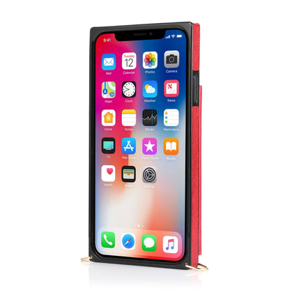 For iPhone XS Max Square Zipper Wallet Bag TPU+PU Back Cover Case with Holder & Card Slots & Wallet & Cross-body Strap(Red) - More iPhone Cases by buy2fix | Online Shopping UK | buy2fix
