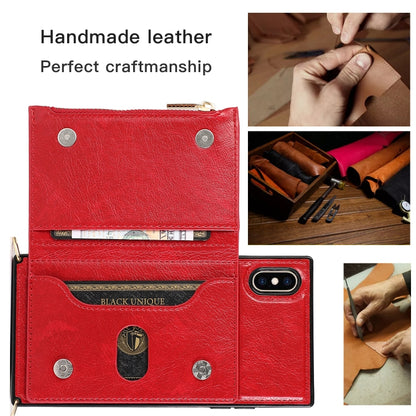 For iPhone XS Max Square Zipper Wallet Bag TPU+PU Back Cover Case with Holder & Card Slots & Wallet & Cross-body Strap(Red) - More iPhone Cases by buy2fix | Online Shopping UK | buy2fix