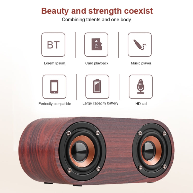 Q8 Bluetooth 4.2 Classic Wooden Double Horns Bluetooth Speaker(Red Wood Texture) - Desktop Speaker by buy2fix | Online Shopping UK | buy2fix