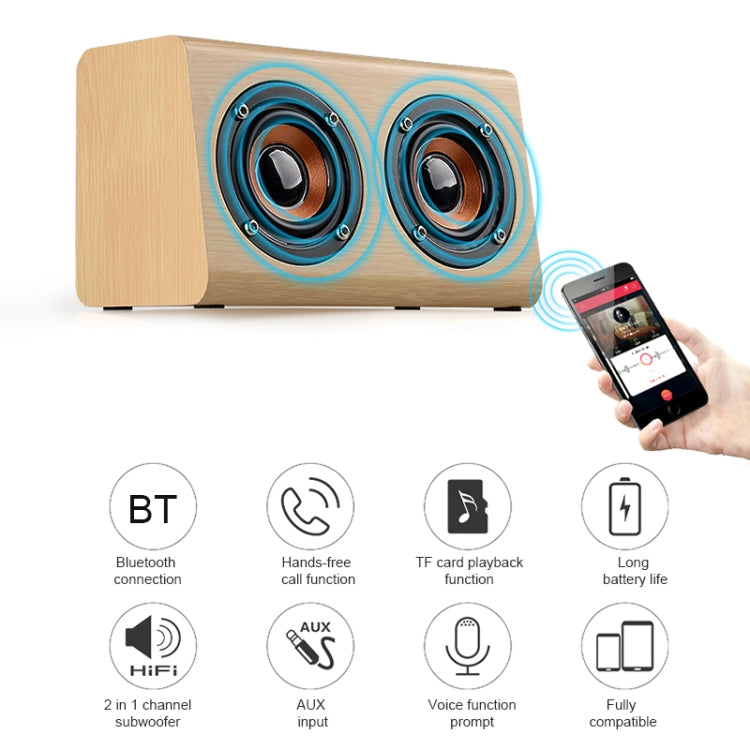W7 Bluetooth 4.2 Wooden Double Horns Bluetooth Speaker(Red Wood Texture) - Desktop Speaker by buy2fix | Online Shopping UK | buy2fix