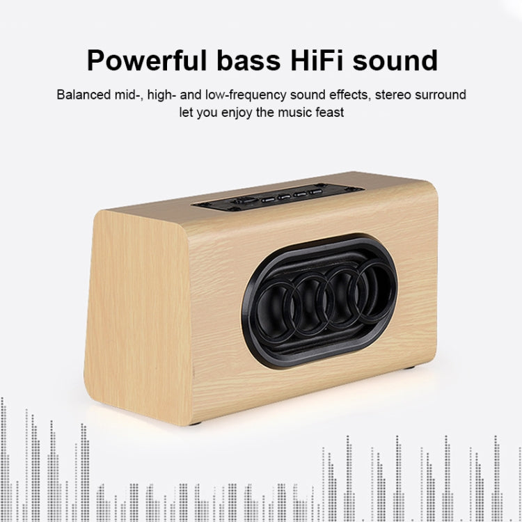 W7 Bluetooth 4.2 Wooden Double Horns Bluetooth Speaker(Light Yellow Wood Texture) - Desktop Speaker by buy2fix | Online Shopping UK | buy2fix
