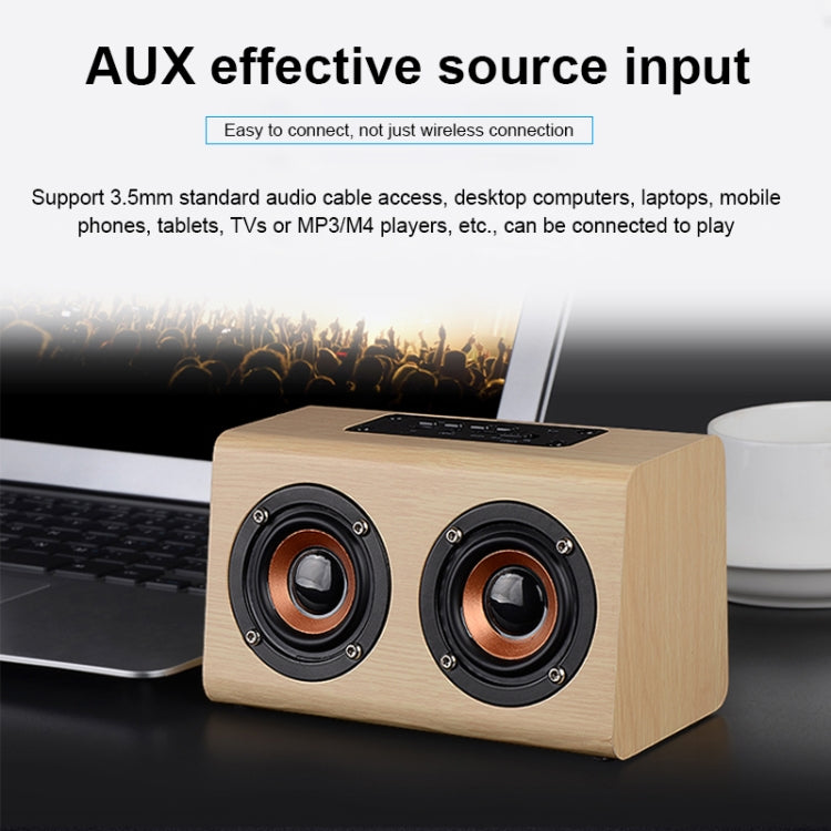 W7 Bluetooth 4.2 Wooden Double Horns Bluetooth Speaker(Light Yellow Wood Texture) - Desktop Speaker by buy2fix | Online Shopping UK | buy2fix
