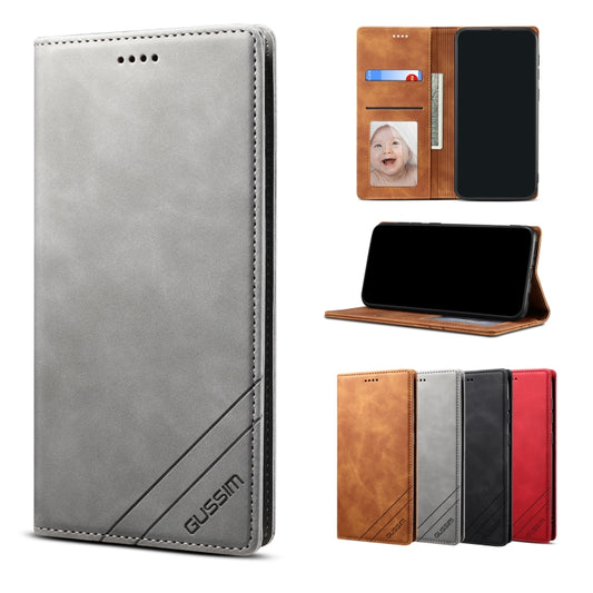 For iPhone XR GUSSIM GS-001 Business Style Horizontal Flip Skin Feel PU Leather Case with Holder & Card Slots & Wallet & Photo Frame(Gray) - More iPhone Cases by GUSSIM | Online Shopping UK | buy2fix