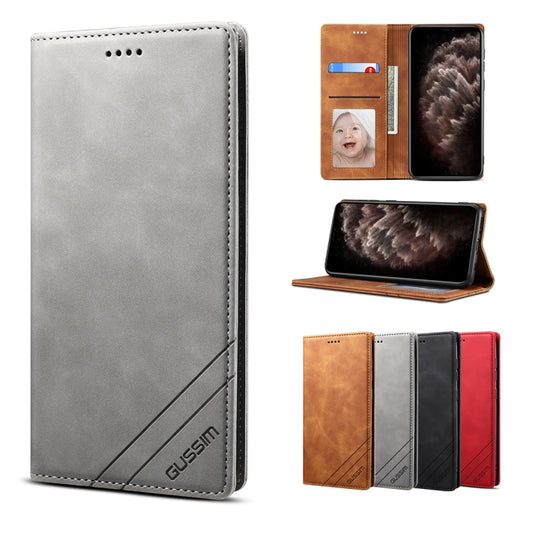 For iPhone 11 Pro Max GUSSIM GS-001 Business Style Horizontal Flip Skin Feel PU Leather Case with Holder & Card Slots & Wallet & Photo Frame (Gray) - iPhone 11 Pro Max Cases by GUSSIM | Online Shopping UK | buy2fix