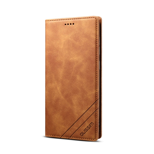 For iPhone 12 Pro Max GUSSIM GS-001 Business Style Horizontal Flip Skin Feel PU Leather Case with Holder & Card Slots & Wallet & Photo Frame(Brown) - iPhone 12 Pro Max Cases by GUSSIM | Online Shopping UK | buy2fix