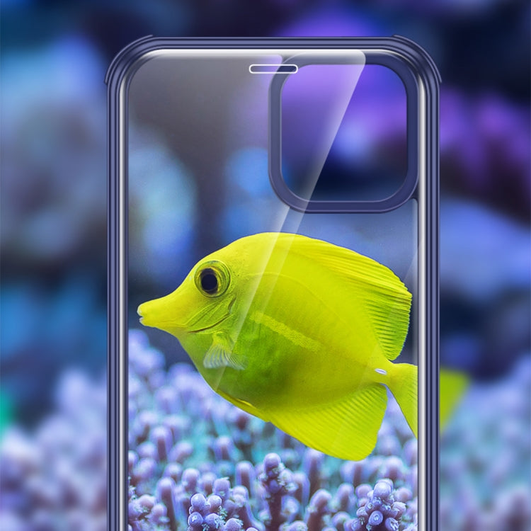 For iPhone 12 / 12 Pro Double-sided Plastic Glass Protective Case(Blue) - iPhone 12 / 12 Pro Cases by buy2fix | Online Shopping UK | buy2fix