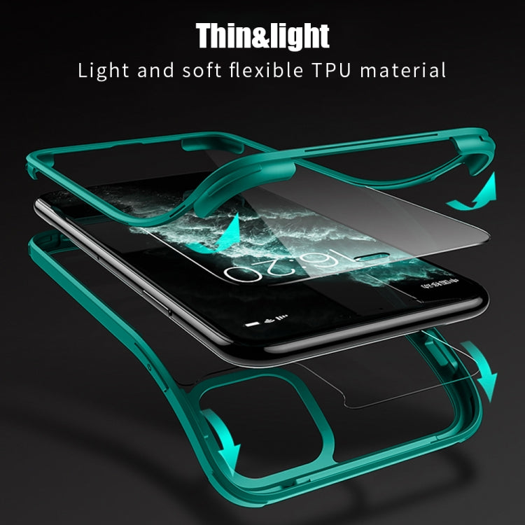 For iPhone 11 Double-sided Plastic Glass Protective Case (Dark Green) - iPhone 11 Cases by buy2fix | Online Shopping UK | buy2fix