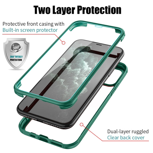 For iPhone 11 Pro Max Double-sided Plastic Glass Protective Case (Dark Green) - iPhone 11 Pro Max Cases by buy2fix | Online Shopping UK | buy2fix