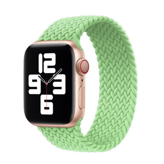 Nylon Single-turn Braided Watch Band For Apple Watch Ultra 49mm&Watch Ultra 2 49mm / Series 9&8&7 45mm / SE 3&SE 2&6&SE&5&4 44mm / 3&2&1 42mm, Length:L 170mm (Pistachio Green) by buy2fix