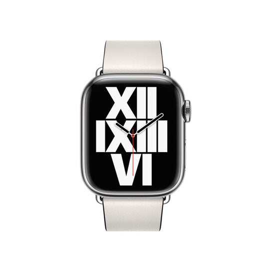 Modern Style Leather Watch Band For Apple Watch 49mm / 46mm / 45mm / 44mm / 42mm(Beige) by buy2fix