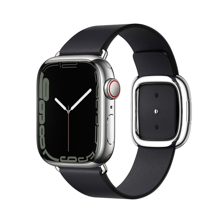 Modern Style Leather Watch Band For Apple Watch 49mm / 46mm / 45mm / 44mm / 42mm(Black) by buy2fix