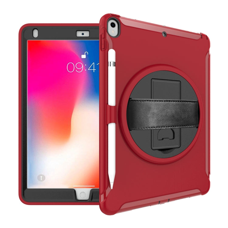 For iPad Pro 10.5 inch 360 Degree Rotation PC+TPU Protective Cover with Holder & Hand Strap(Red) - iPad Pro 10.5 inch Cases by buy2fix | Online Shopping UK | buy2fix