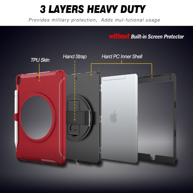 For iPad Pro 10.5 inch 360 Degree Rotation PC+TPU Protective Cover with Holder & Hand Strap(Red) - iPad Pro 10.5 inch Cases by buy2fix | Online Shopping UK | buy2fix