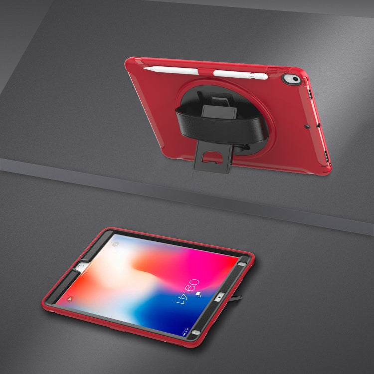 For iPad Pro 10.5 inch 360 Degree Rotation PC+TPU Protective Cover with Holder & Hand Strap(Red) - iPad Pro 10.5 inch Cases by buy2fix | Online Shopping UK | buy2fix