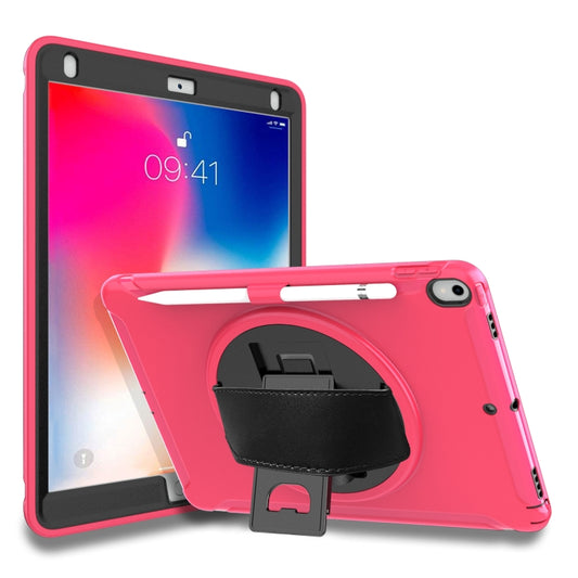 For iPad Pro 10.5 inch 360 Degree Rotation PC+TPU Protective Cover with Holder & Hand Strap(Rose Red) - iPad Pro 10.5 inch Cases by buy2fix | Online Shopping UK | buy2fix