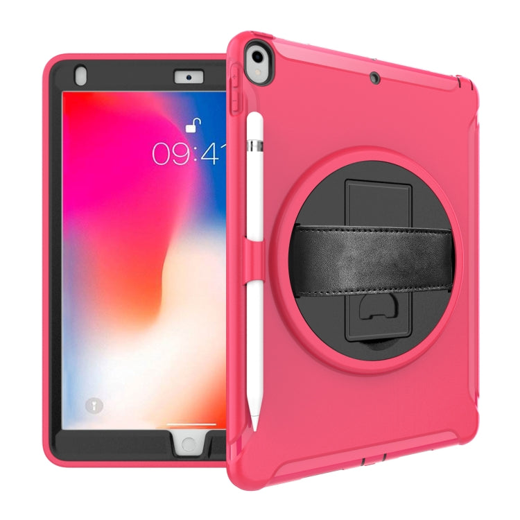 For iPad Pro 10.5 inch 360 Degree Rotation PC+TPU Protective Cover with Holder & Hand Strap(Rose Red) - iPad Pro 10.5 inch Cases by buy2fix | Online Shopping UK | buy2fix