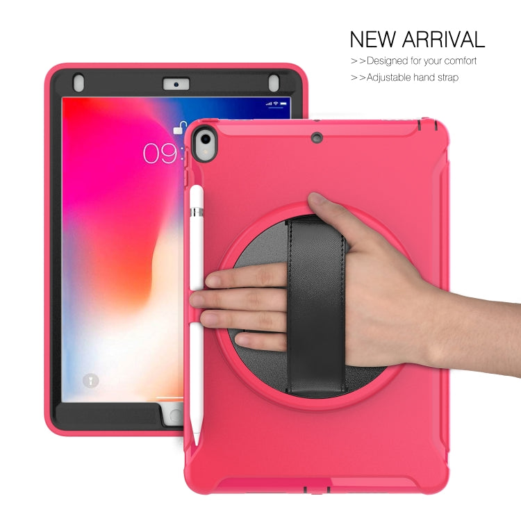 For iPad Pro 10.5 inch 360 Degree Rotation PC+TPU Protective Cover with Holder & Hand Strap(Rose Red) - iPad Pro 10.5 inch Cases by buy2fix | Online Shopping UK | buy2fix