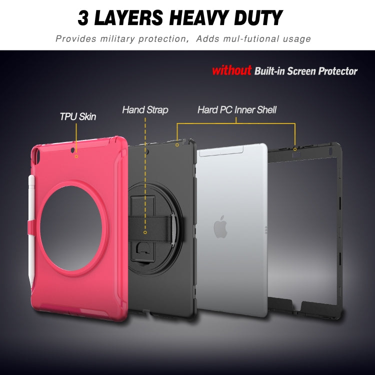 For iPad Pro 10.5 inch 360 Degree Rotation PC+TPU Protective Cover with Holder & Hand Strap(Rose Red) - iPad Pro 10.5 inch Cases by buy2fix | Online Shopping UK | buy2fix