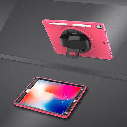For iPad Pro 10.5 inch 360 Degree Rotation PC+TPU Protective Cover with Holder & Hand Strap(Rose Red) - iPad Pro 10.5 inch Cases by buy2fix | Online Shopping UK | buy2fix
