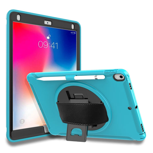 For iPad Pro 10.5 inch 360 Degree Rotation PC+TPU Protective Cover with Holder & Hand Strap(Light Blue) - iPad Pro 10.5 inch Cases by buy2fix | Online Shopping UK | buy2fix