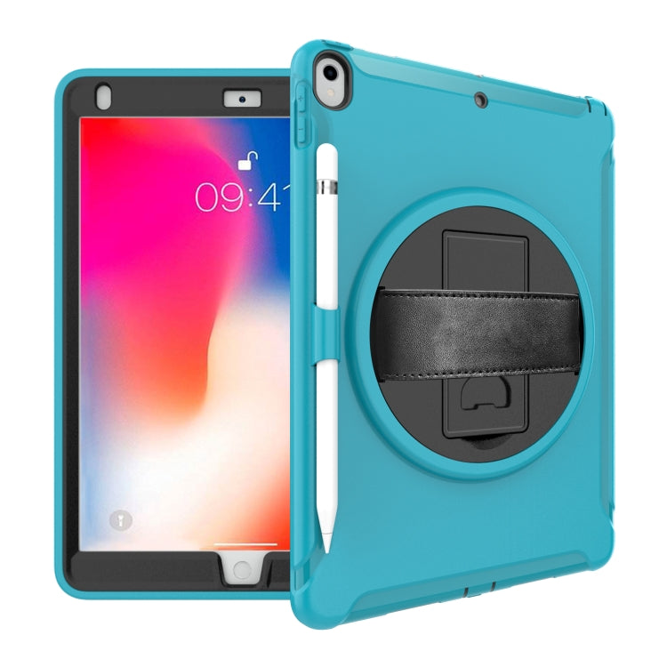 For iPad Pro 10.5 inch 360 Degree Rotation PC+TPU Protective Cover with Holder & Hand Strap(Light Blue) - iPad Pro 10.5 inch Cases by buy2fix | Online Shopping UK | buy2fix